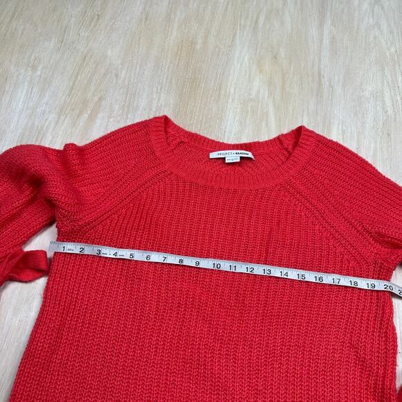Project Naadam Coral Pink Open Knit Bell Sleeve Tied Bow Pullover Sweater Small - Picture 10 of 15